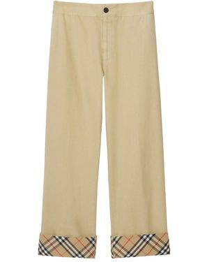 Burberry Gabardine Trousers - Natural