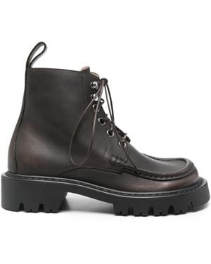 Loewe Sierra Leather Lace-Up Boots - Black