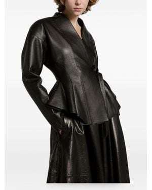 Alberta Ferretti Faux Leather Midi Skirt - Black
