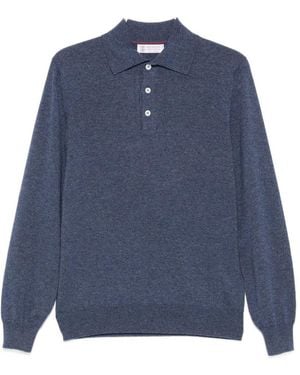 Brunello Cucinelli Cashmere Polo Shirt - Blue