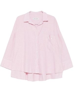White Sand Striped Cotton Shirt - Pink