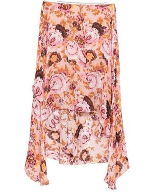 Chloé Silk Printed Skirt - Red