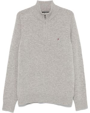Tommy Hilfiger Crew Neck Jumper With Logo - Grey