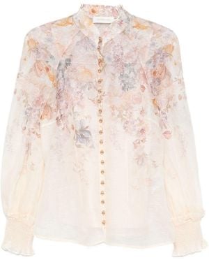 Zimmermann Ascent Linen And Silk Blouse - Pink