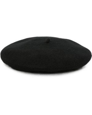 Emporio Armani Logo Wool Basque Hat - Black