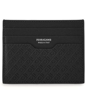 Ferragamo Leather Credit Card Case - Black