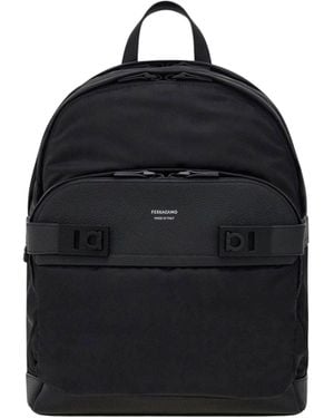 Ferragamo Twins Nylon Backpack - Black