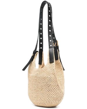 Loewe Punch Hole Small Rafia Hobo Bag - Natural