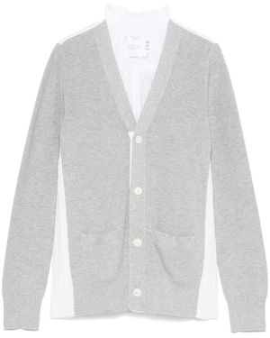 Sacai Cardigan Con Inserti - Bianco