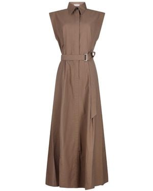 Brunello Cucinelli Cotton Long Dress - Brown