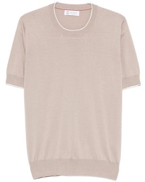 Brunello Cucinelli Knitted Cotton T-Shirt - White