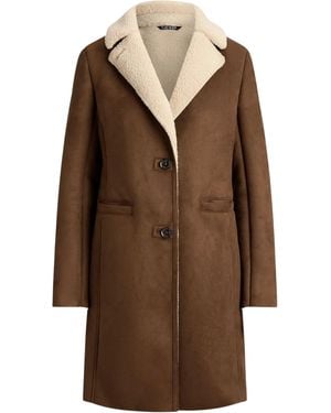 Ralph Lauren Shearling-Effect Notch-Lapel C - Brown