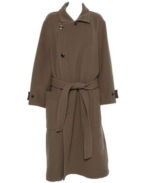 Lemaire Wool Wrap Coat - Brown