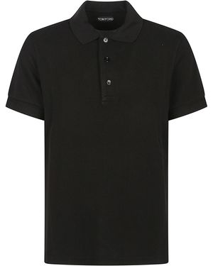 Tom Ford Textured Piquet Polo With Classic Details - Black