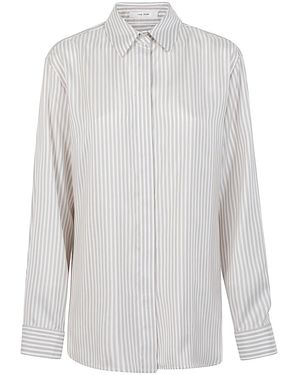 The Row Vanda Striped Silk Shirt - White