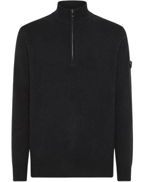 Peuterey Long-Sleeved Crewneck Jumper With Logo - Black