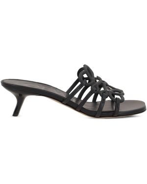 Loewe Petal Anagram Leather Sandals - Black