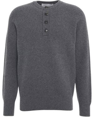 Amaranto Knitted Buttoned Polo Shirt By - Grey