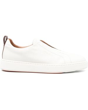Santoni Leather Slip-On Trainers - White