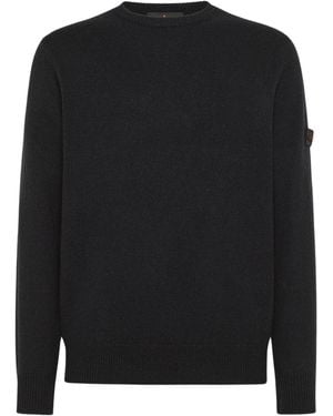 Peuterey Yak Wool Blend Sweater With Logo - Black