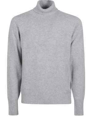 Drumohr Turtleneck Thin Wool Long Sleeves Sweather - Grey