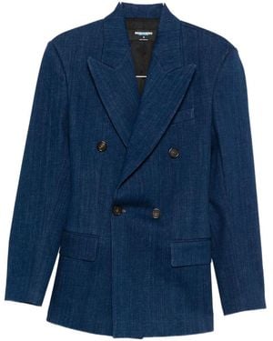 DSquared² Denim Double-Breasted Blazer Jacket - Blue