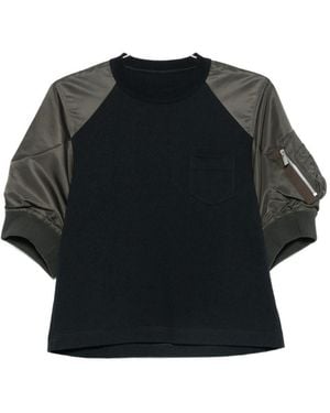 Sacai Cotton And Nylon T-Shirt - Black