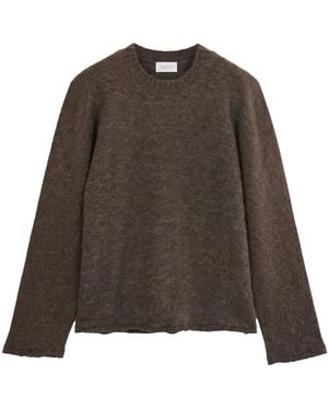 Diana Studio Alpaca Blend Crew Neck With Raw Cut - Brown