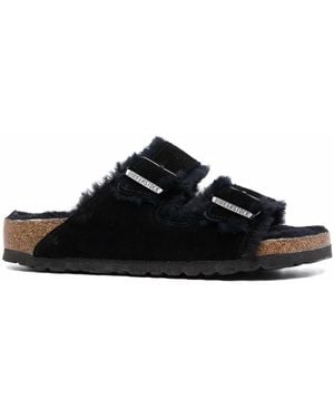 Birkenstock Arizona Shearling Suede Sandals - Black