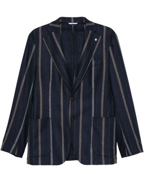 Manuel Ritz Pinstriped Jacket - Blue