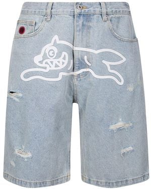 ICECREAM Running Dog Denim Shorts - Blue