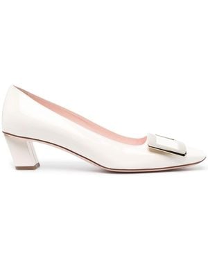 Roger Vivier Belle Vivier Patent Leather Court Shoes - Natural