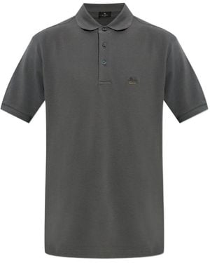 Etro Logo Cotton Polo Shirt - Grey