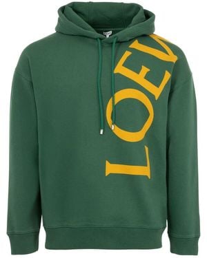 Loewe Cotton Hoodie With Logo - Green