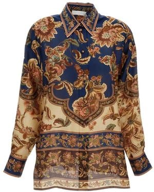 Zimmermann Aster Printed Silk Shirt - Blue
