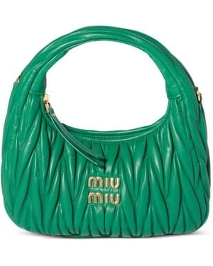 Miu Miu Wander Small Leather Hobo Bag - Green