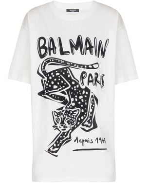 Balmain Leopard Print T-Shirt - White