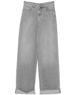 Emporio Armani Logo-Plaque Turn-Up Jeans - Grey