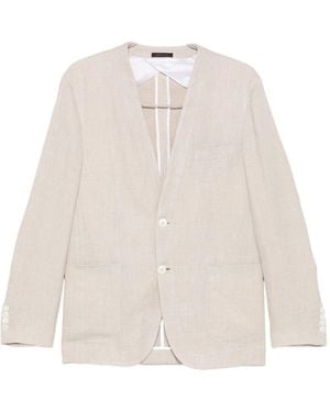 Brioni Linen And Silk Blend Jardigan - Natural