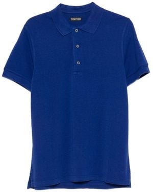 Tom Ford Cotton Blend Polo Shirt - Blue