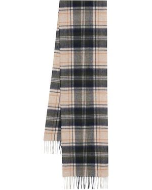 Barbour Tartan Wool And Cashmere Scarf - Grey
