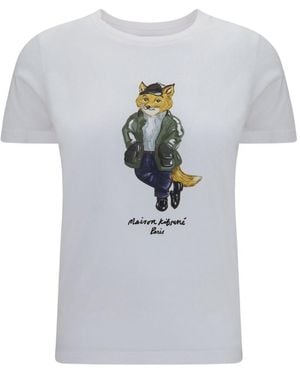 Maison Kitsuné Weekend Fox Cotton T-Shirt - White