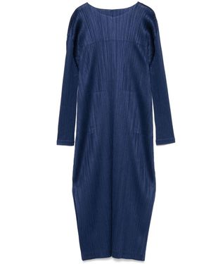 Pleats Please Issey Miyake Cardigan Lungo Plissé- Donna - Blu