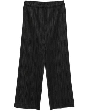 Pleats Please Issey Miyake Pleated Wide-Leg Trousers - Black