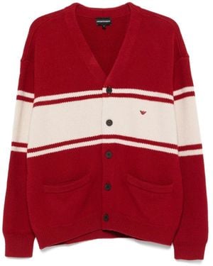 Emporio Armani Wool V-Necked Cardigan - Red