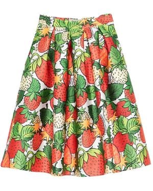 ALESSANDRO ENRIQUEZ Printed Midi Skirt - Red