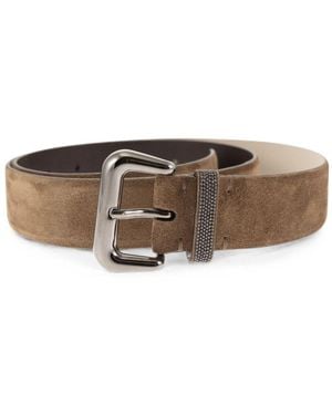 Brunello Cucinelli Suede Leather Belt By - Brown