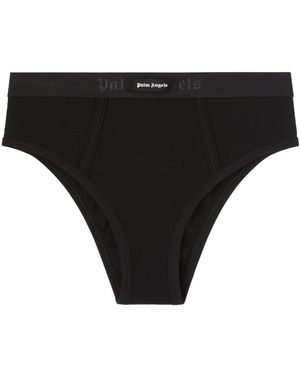 Palm Angels Logo Cotton Coulottes - Black