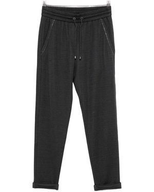 Brunello Cucinelli Cotton And Silk Blend Trousers - Grey