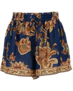 Zimmermann Aster Printed Silk Shorts - Blue